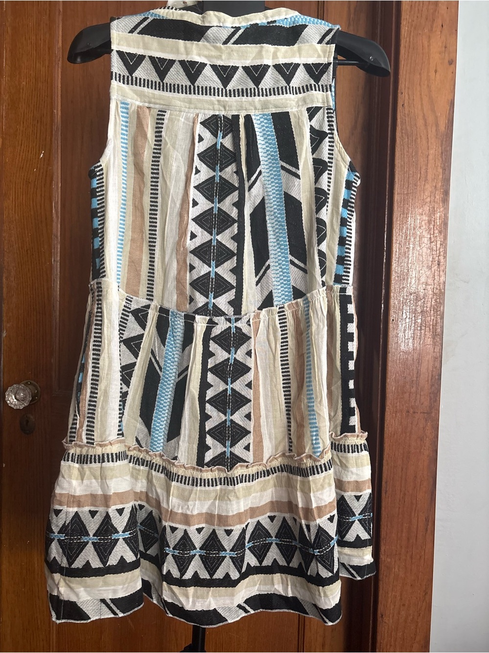 K. Elan Babydoll Cover-Up Minidress, Aztec Print, Size Medium - Picture 9 of 10